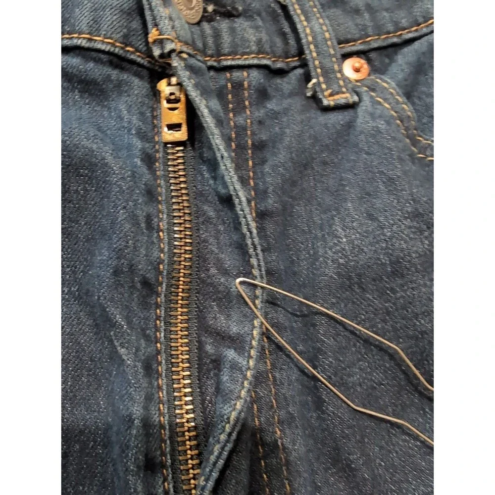 LEVI'S 505 DENIM STRAIGHT STRETCH BLUE JEANS in MENS SIZE 36 X 34 DARK WASH EUC